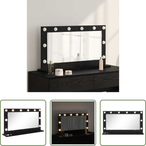 vidaXL Espejo rectangular -  Espejo de Tocador Rectangular Roble Negro 80 x 45 x 18 cm