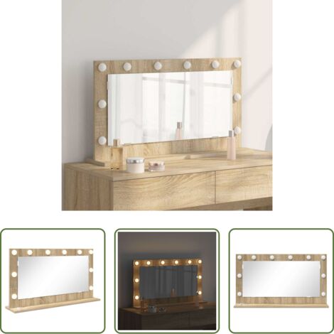vidaXL Espejo rectangular -  Espejo de Tocador Rectangular Roble Sonoma 80 x 45 x 18 cm