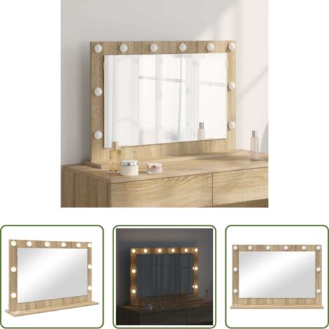 vidaXL Espejo rectangular -  Espejo de Tocador Rectangular Roble Sonoma 80 x 55 x 18 cm