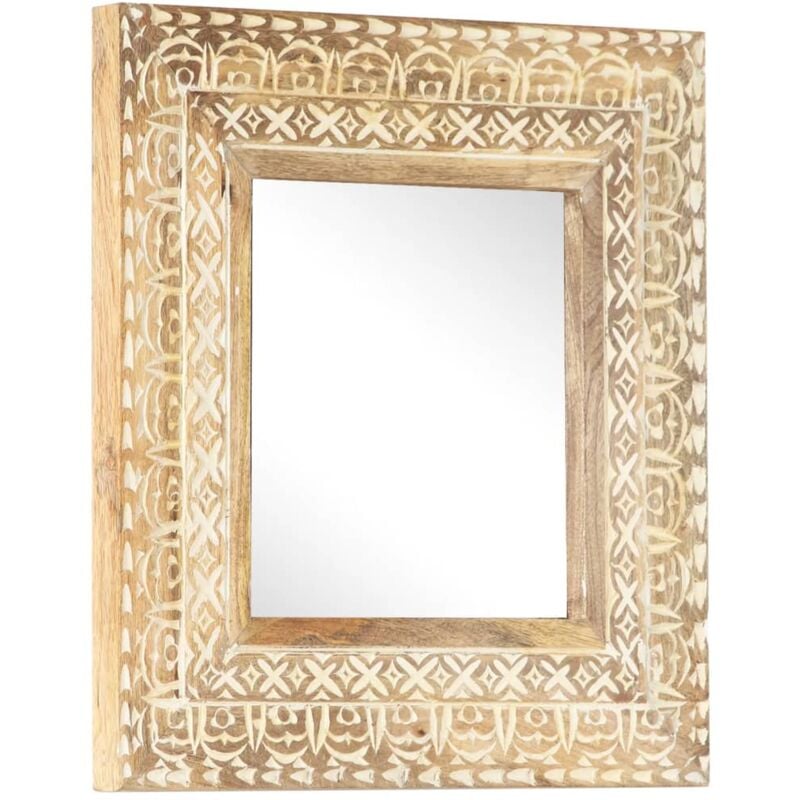 

vidaXL Espejo tallado a mano madera maciza de mango 50x50x2,6 cm - Marrón