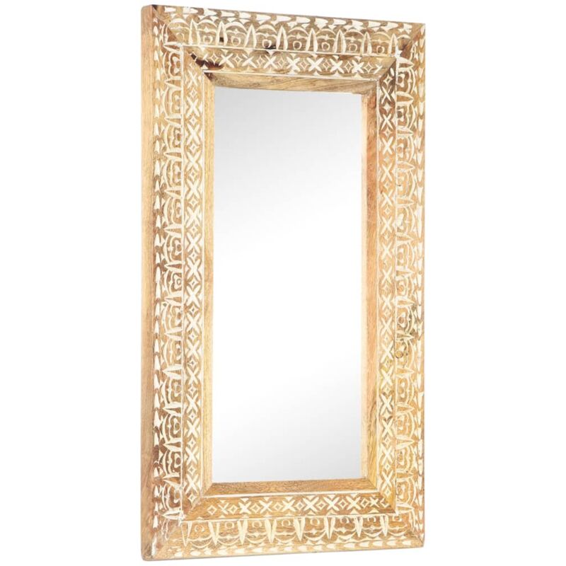 

vidaXL Espejo tallado a mano madera maciza de mango 80x50x2,6 cm - Marrón