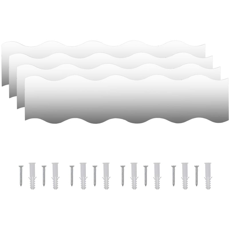

vidaXl Espejos de pared vidrio ondulado 110x23 cm 4 unidades - Plateado