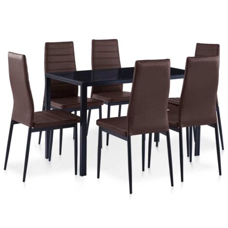 vidaXL Essgruppe 7-teilig Braun