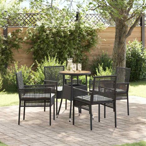 vidaXL Essmöbel Set Set von 5 Schwarz Rattan, Polyester Langlebig