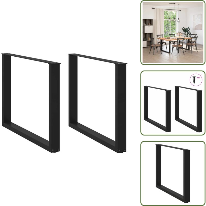 The Living Store - Vidaxl Esstischbeine U-form 2 Stk. Schwarz 100x(72-73) Cm Stahl