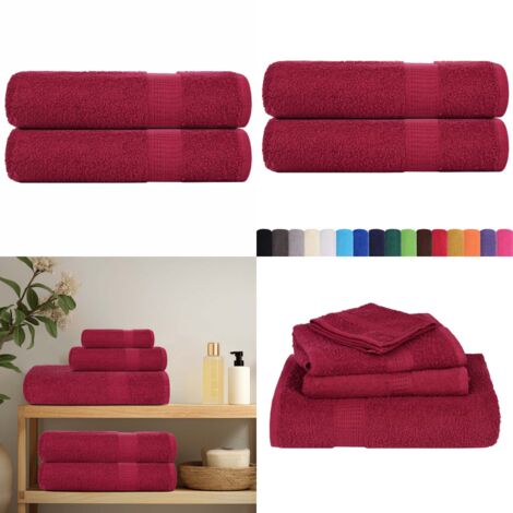 vidaXL Essuie-mains 2 pcs bordeaux 50x100 cm 360 g/m² 100% coton