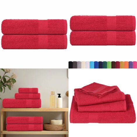 vidaXL Essuie-mains 2 pcs rouge 50x100 cm 360 g/m² 100% coton