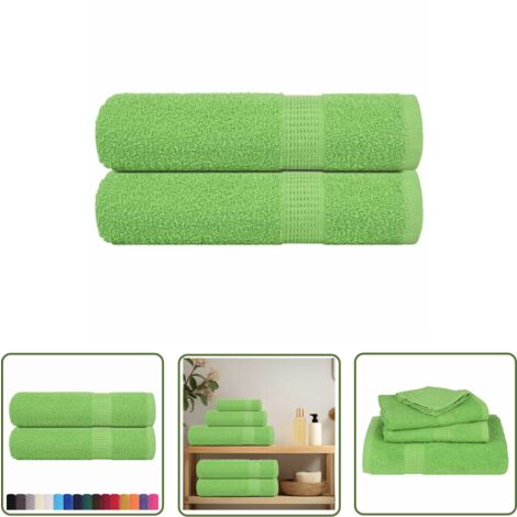 vidaXL Essuie-mains 2 pcs vert pomme 50x100 cm 360 g/m² 100% coton