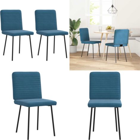 vidaXL Esszimmerstühle 2 Stk. Blau Samt