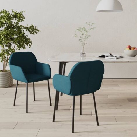 vidaXL Esszimmerstühle 2 Stk. Blau Samt