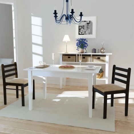 vidaXL Esszimmerstühle 2 Stk. Braun Massivholz Gummibaum und Samt