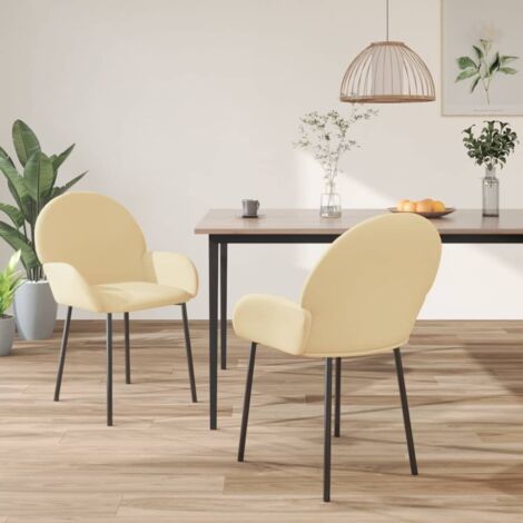 vidaXL Esszimmerstühle Set von 2 Creme Samt