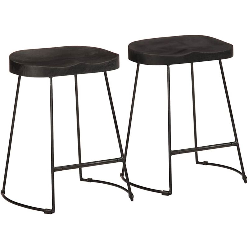 Barhocker 2 Stk. Schwarz 46x38x52 Cm Mango Massivholz - Vidaxl