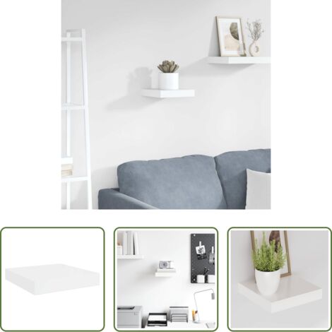 vidaXL Estante blanco brillante -  Estante flotante de pared blanco brillante MDF 23x23,5x3,8 cm