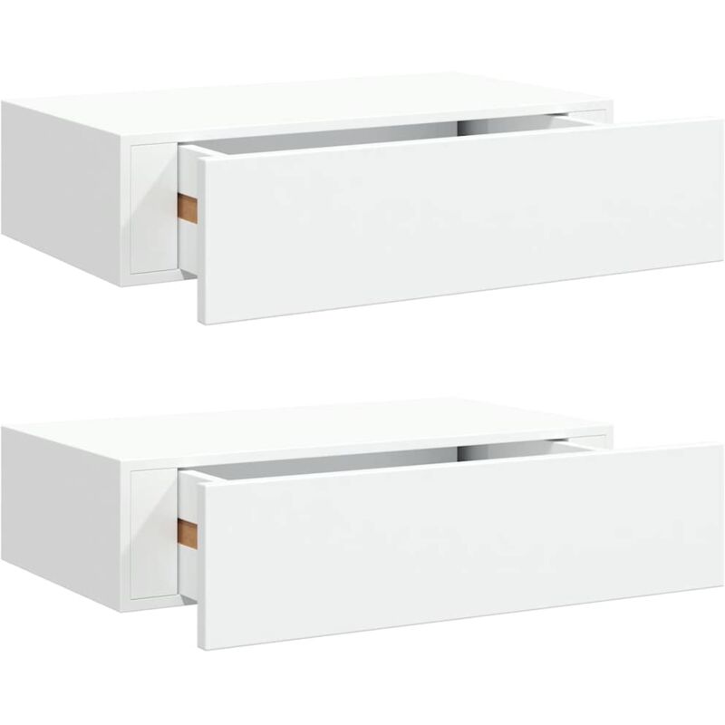 

vidaXL Estantes con cajón de pared MDF 2 uds blanco 40x23,5x10 cm - Blanco