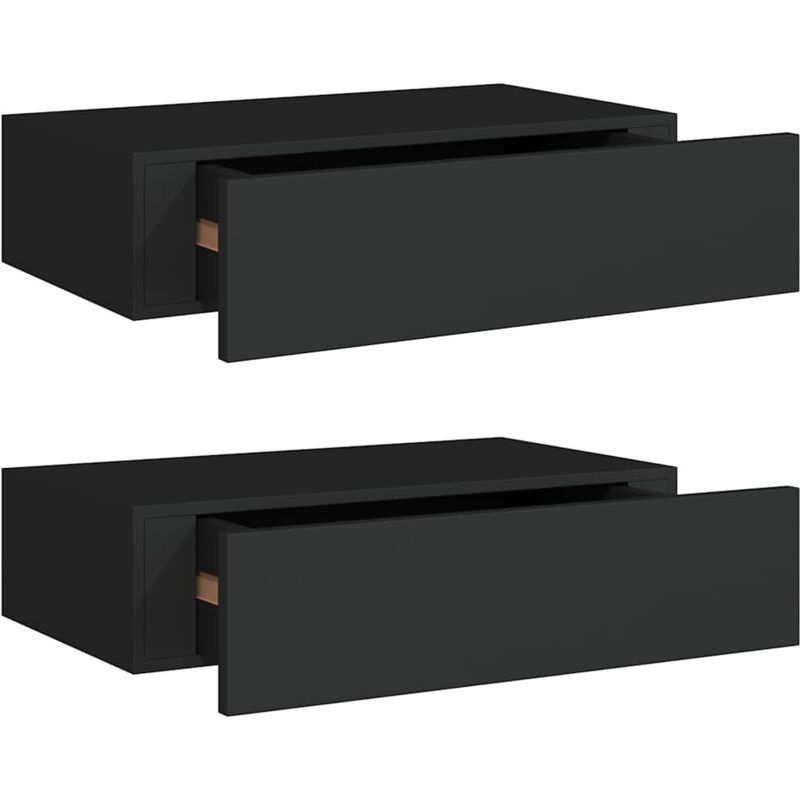 

vidaXL Estantes con cajón de pared MDF 2 uds negro 40x23,5x10 cm - Negro
