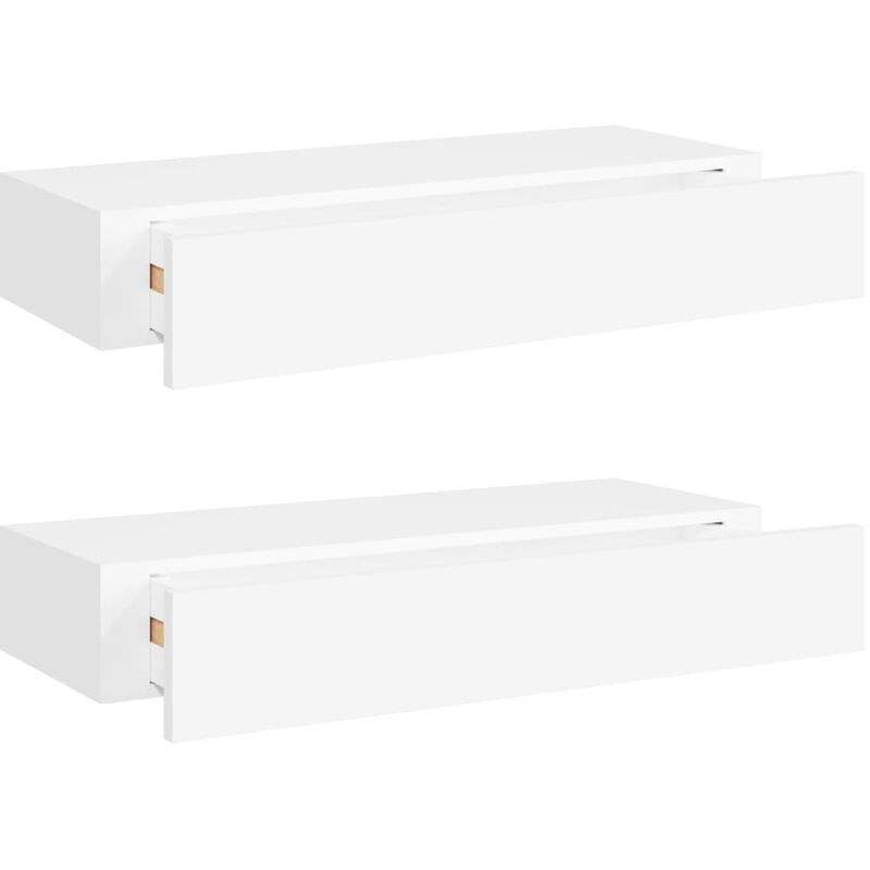 

vidaXL Estantes con cajón de pared MDF 2 uds blanco 60x23,5x10 cm - Blanco