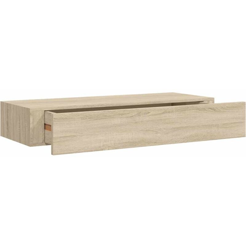 

vidaXL Estante con cajón de pared color roble MDF 60x23,5x10cm - Marrón