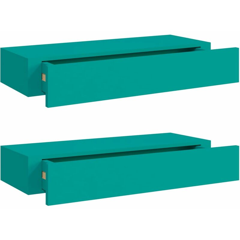 

vidaXL Estantes con cajón de pared 2 uds azul MDF 60x23,5x10cm - Azul