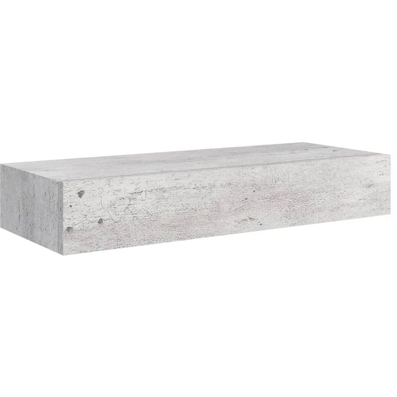 

vidaXL Estante con cajón de pared gris hormigón MDF 60x23,5x10cm - Gris