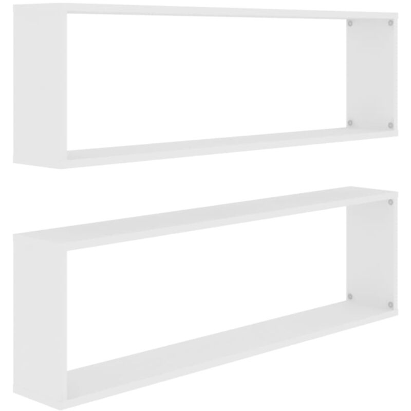 

vidaXL Estantes cubo de pared 100x15x30 cm 2 uds aglomerado blanco - Blanco