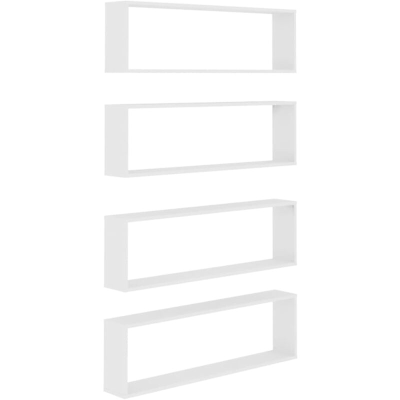 

vidaXL Estantes cubo de pared 100x15x30 cm 4 uds aglomerado blanco - Blanco