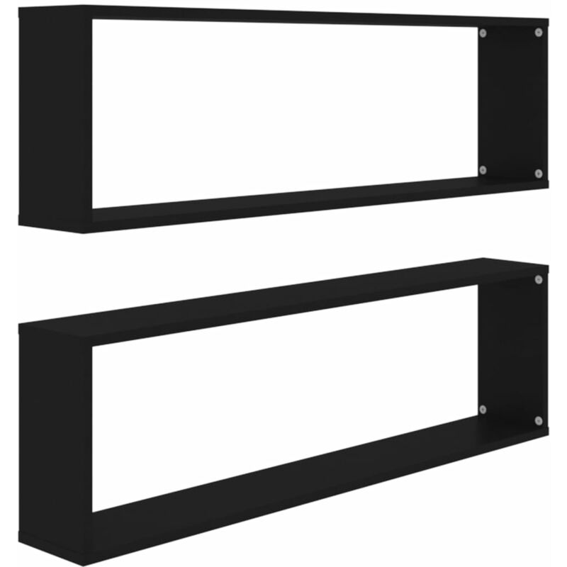 

vidaXL Estantes cubo de pared 100x15x30 cm 2 uds aglomerado negro - Negro