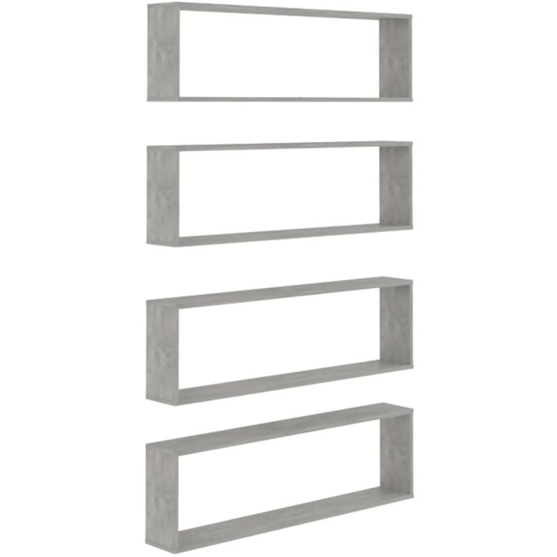 

vidaXL Estantes cubo de pared 100x15x30 cm 4 uds aglomerado gris hormigón - Gris