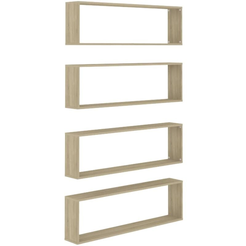 

vidaXL Estantes cubo de pared 100x15x30 cm 4 uds aglomerado roble - Marrón