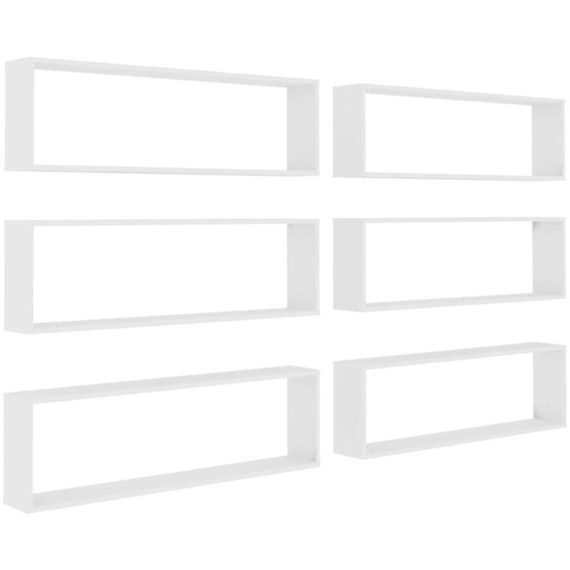

vidaXL Estantes cubo de pared 100x15x30 cm 6 uds aglomerado blanco - Blanco