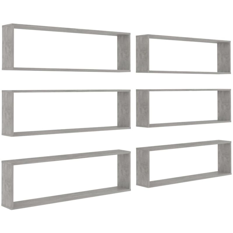

vidaXL Estantes cubo de pared 100x15x30 cm 6 uds aglomerado gris hormigón - Gris