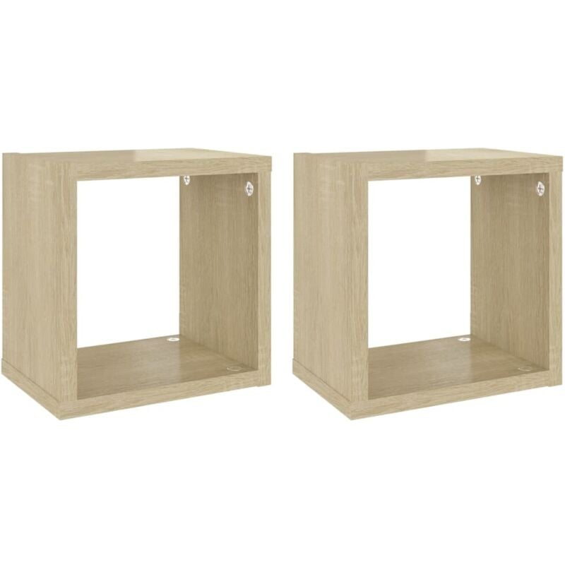 

vidaXL Estantes cubo de pared 22x15x22 cm 2 uds color roble - Marrón