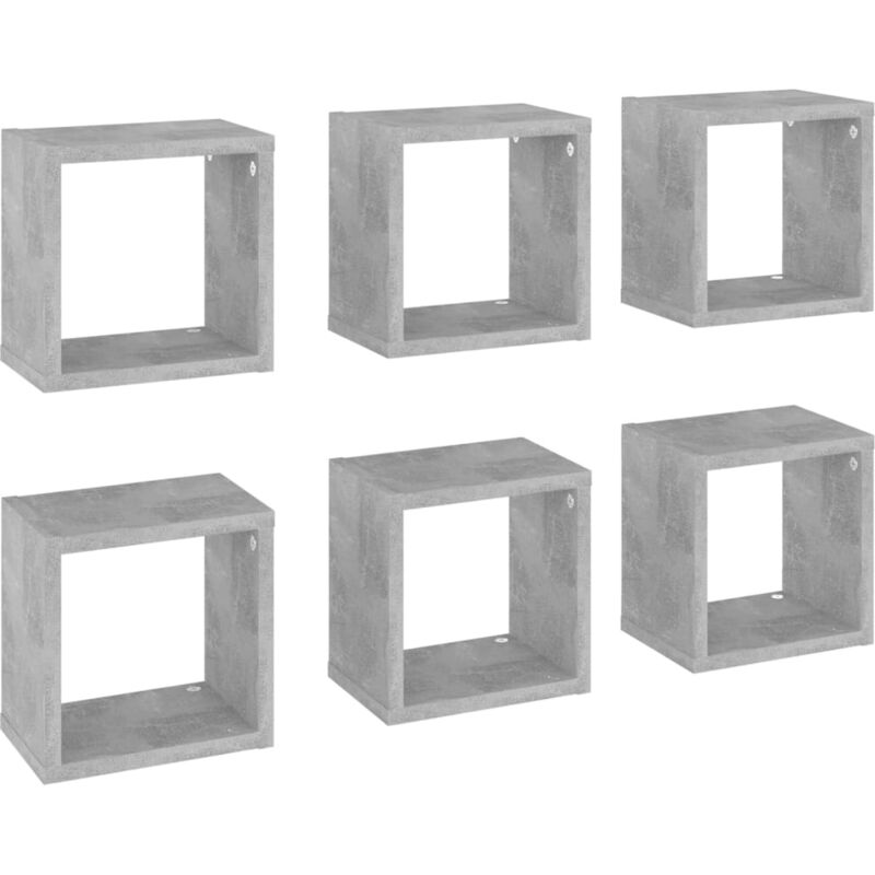 

vidaXL Estantes cubo de pared 22x15x22 cm 6 uds gris hormigón - Gris