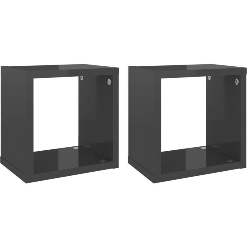 

vidaXL Estantes cubo de pared 22x15x22 cm 2 uds gris brillante - Gris