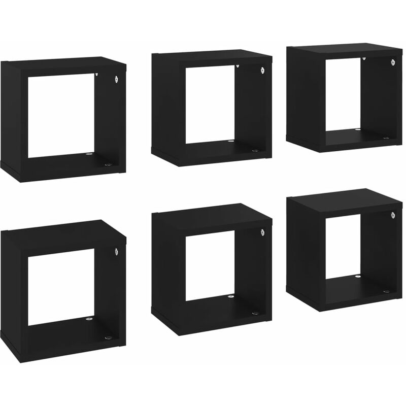 

vidaXL Estantes cubo de pared 22x15x22 cm 6 uds negro - Negro
