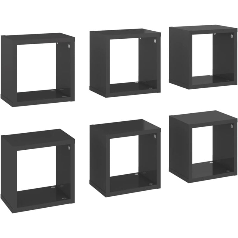 

vidaXL Estantes cubo de pared 22x15x22 cm 6 uds gris brillante - Gris