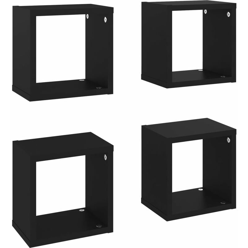 

vidaXL Estantes cubo de pared 22x15x22 cm 4 uds negro - Negro