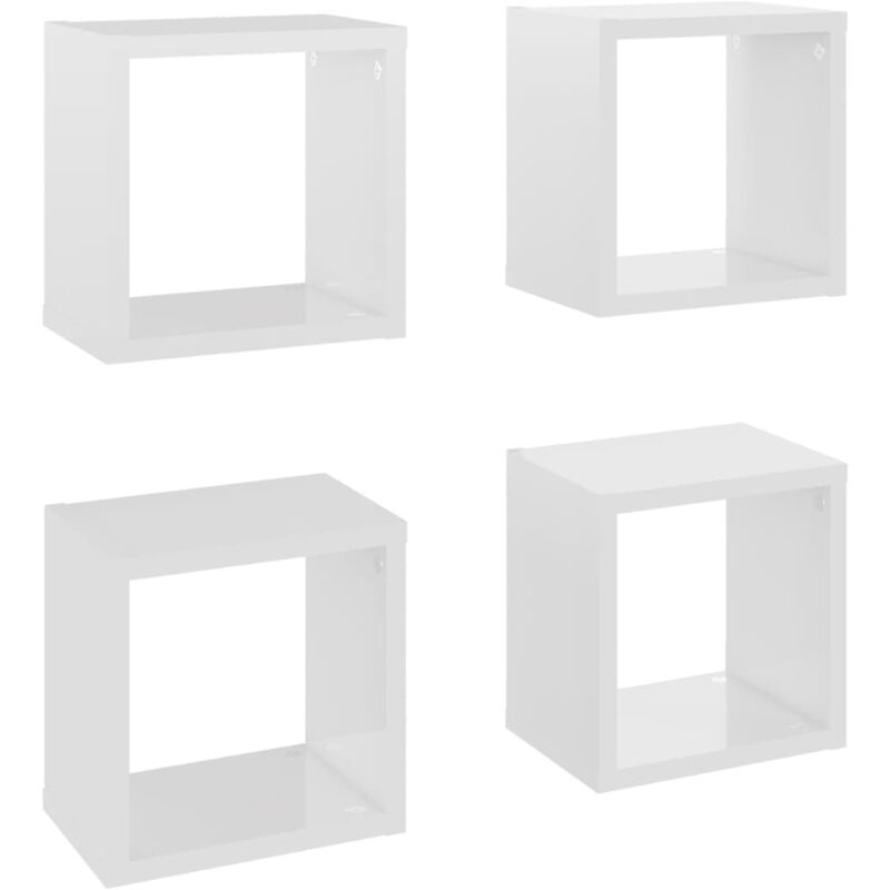 

vidaXL Estantes cubo de pared 22x15x22 cm 4 uds blanco brillante - Blanco