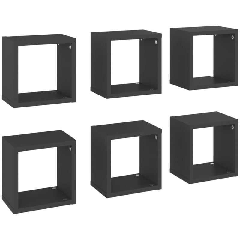 

vidaXL Estantes cubo de pared 22x15x22 cm 6 uds gris - Gris