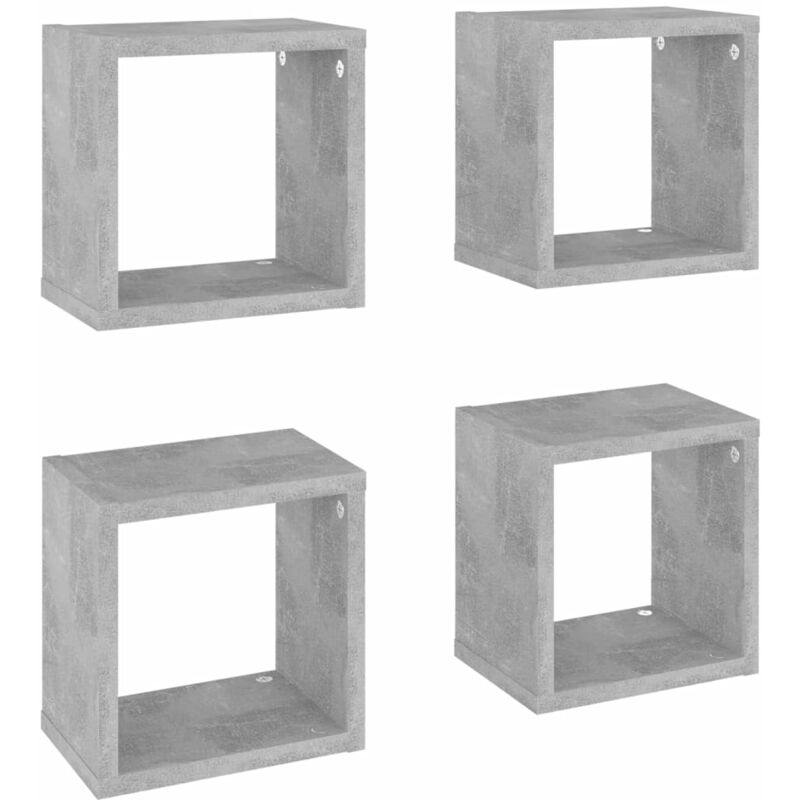 

vidaXL Estantes cubo de pared 22x15x22 cm 4 uds gris hormigón - Gris