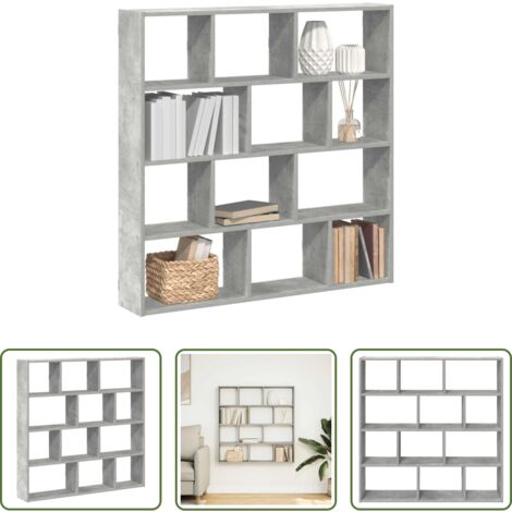 vidaXL Estante de 12 compartimentos -  Estante cubo de pared 12 compartimentos madera gris hormigón