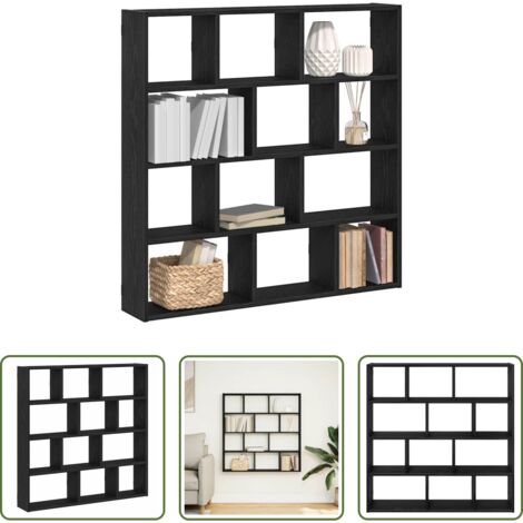 vidaXL Estante de 12 compartimentos -  Estante cubo de pared 12 compartimentos madera ingeniería negro