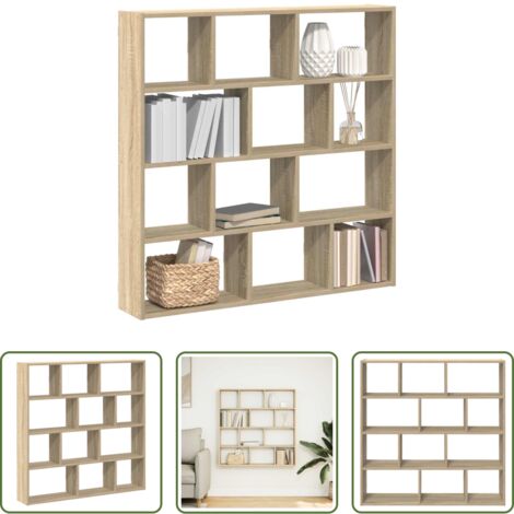 vidaXL Estante de 12 compartimentos -  Estante cubo de pared 12 compartimentos madera roble sonoma