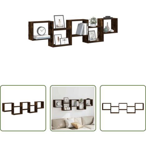 vidaXL Estante de 5 compartimentos -  Estante cubo de pared 5 compartimentos madera roble ahumado