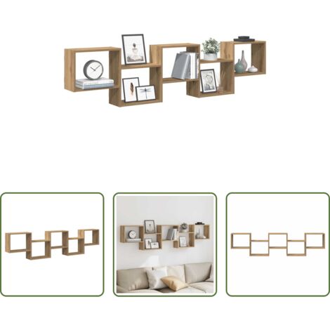 vidaXL Estante de 5 compartimentos -  Estante cubo de pared 5 compartimentos madera roble artisan