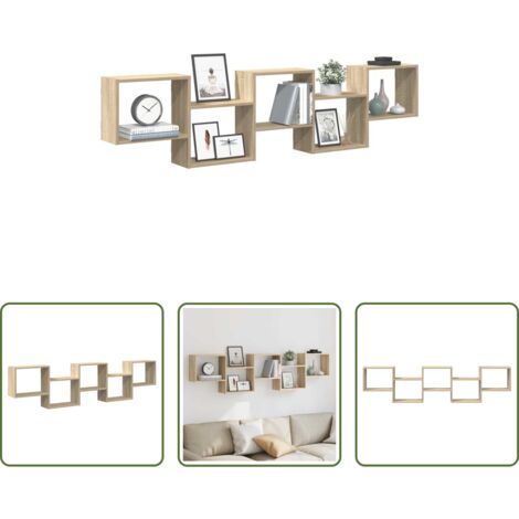 vidaXL Estante de 5 compartimentos -  Estante cubo de pared 5 compartimentos madera roble Sonoma