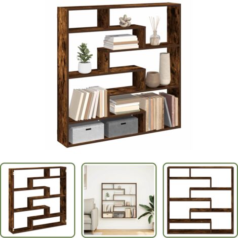 vidaXL Estante de 7 compartimentos -  Estante cubo de pared 7 compartimentos madera roble ahumado