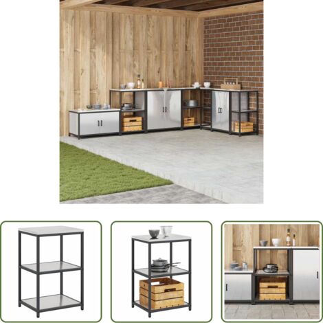vidaXL Estante de acero -  Almacenamiento de cocina Plateado 60 x 50 x 92 cm Acero