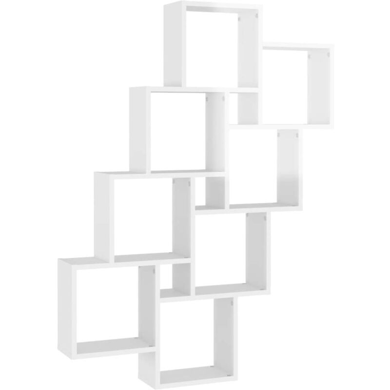 

vidaXL Estante de cubo de pared aglomerado 90x15x119 cm blanco brillante - Blanco