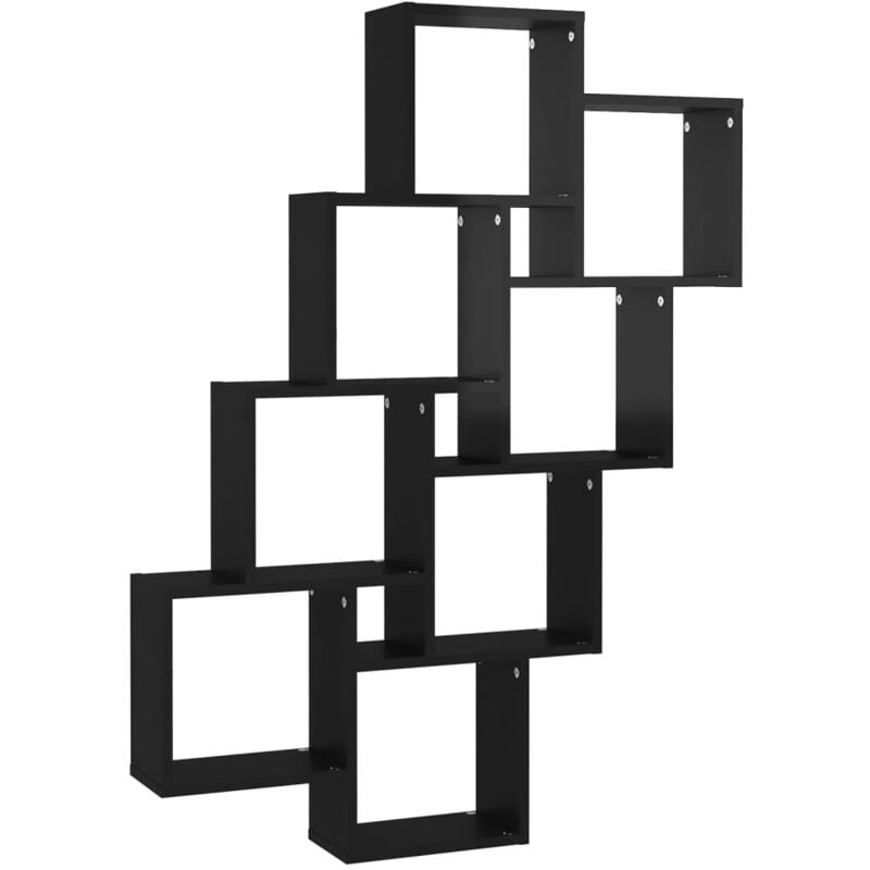 

vidaXL Estante de cubo de pared aglomerado 90x15x119cm negro brillante - Negro